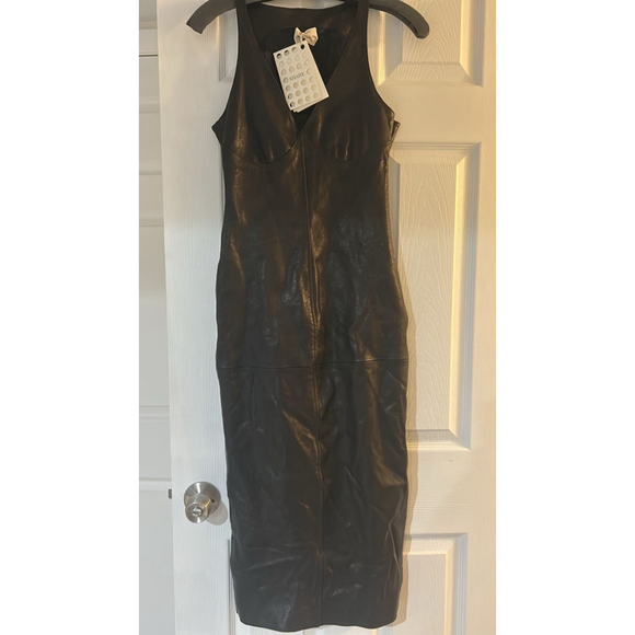 Khaite Ditka Leather Midi Dress Retail $3900 as Worn By Kendall Jenner Size 2 - Picture 7 of 11